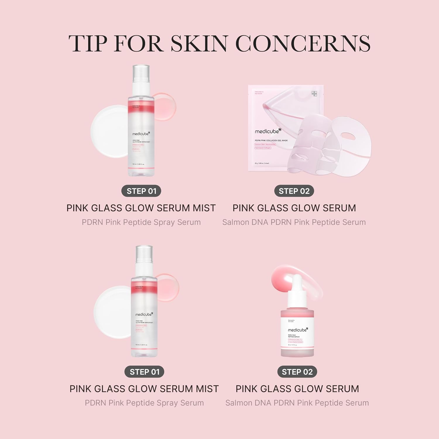 Medicube PDRN Pink Glutathione Serum Mist 100ml K Beauty Hautpflege für strahlende Haut