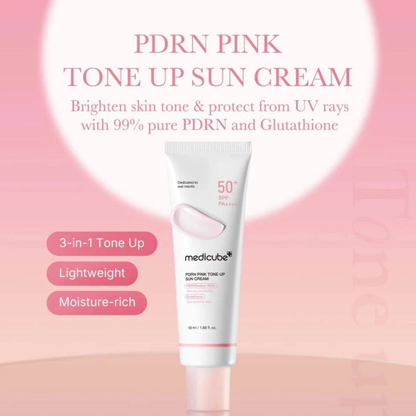 Medicube PDRN Pink Tone Up Sun Cream 50ml K Beauty Hautpflege für strahlende Haut