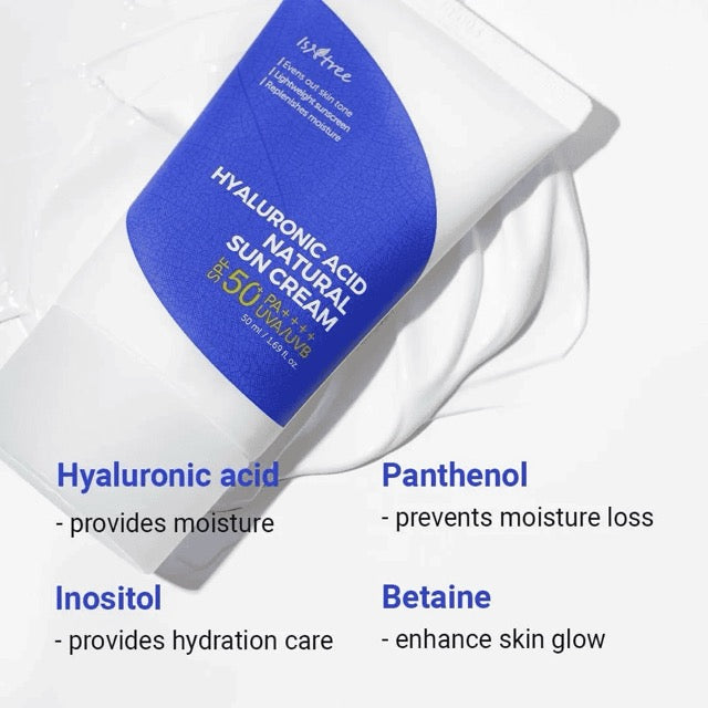 ISNTREE Hyaluronic Acid Natural Sun Cream SPF50 PA++++ K Beauty Hautpflege für strahlende Haut