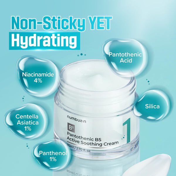 Numbuzin No.1 Pantothenic B5 Active Soothing Cream 80 ml K Beauty Hautpflege für strahlende Haut