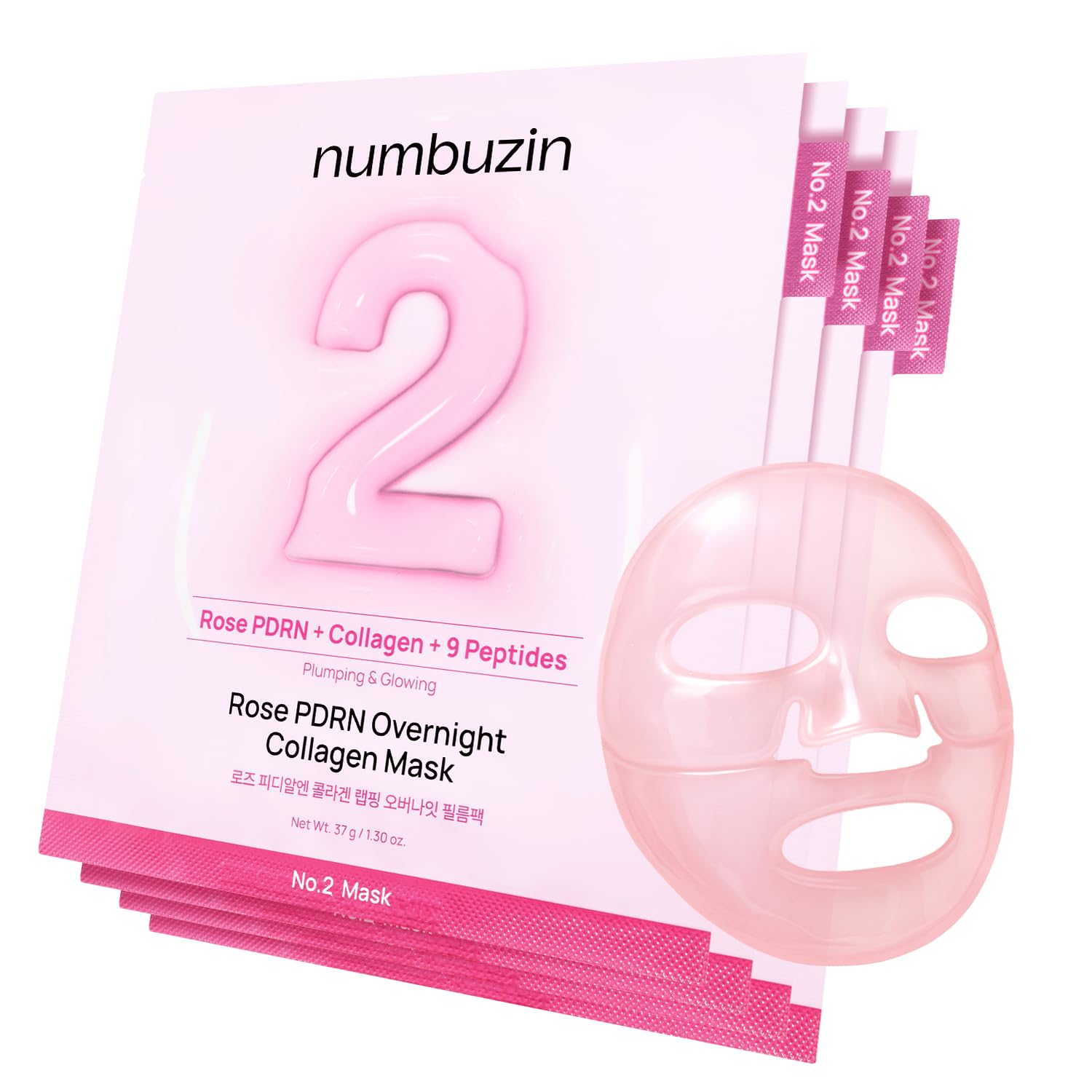 Numbuzin No.2 Rose PDRN Overnight Collagen Mask Set K Beauty Hautpflege für strahlende Haut