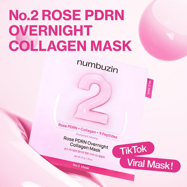 Numbuzin No.2 Rose PDRN Overnight Collagen Mask Set K Beauty Hautpflege für strahlende Haut