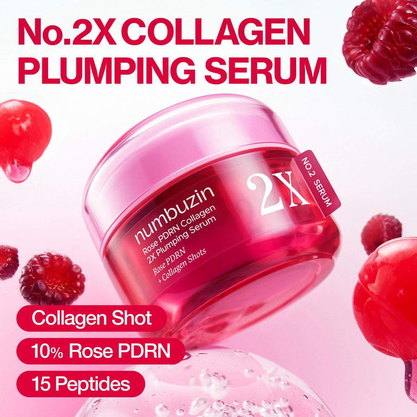 Numbuzin No.2 Rose PDRN Collagen Plumping Serum 30 ml K Beauty Hautpflege für strahlende Haut