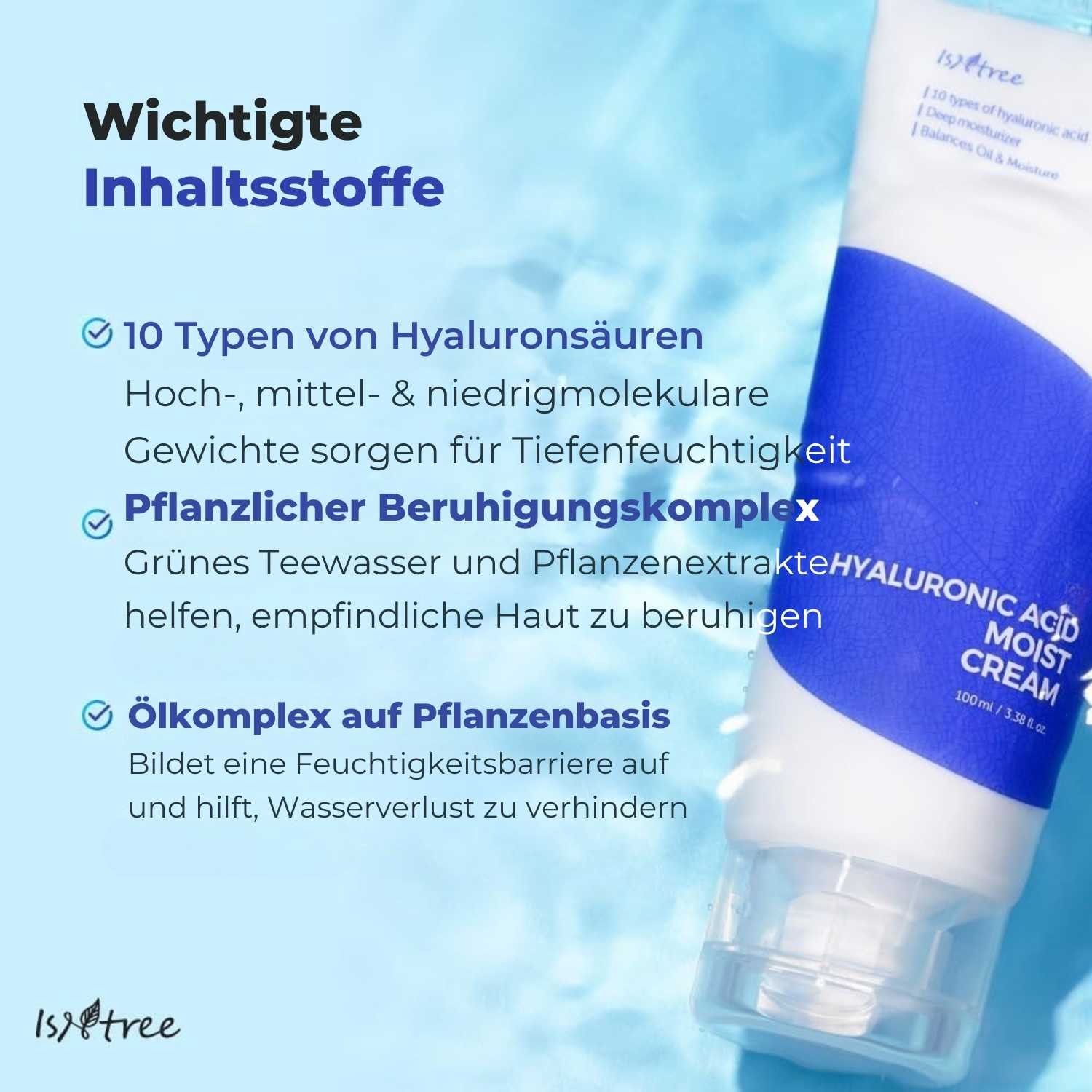 Isntree Hyaluronic Acid Moist Cream 100 ml K Beauty Hautpflege für strahlende Haut
