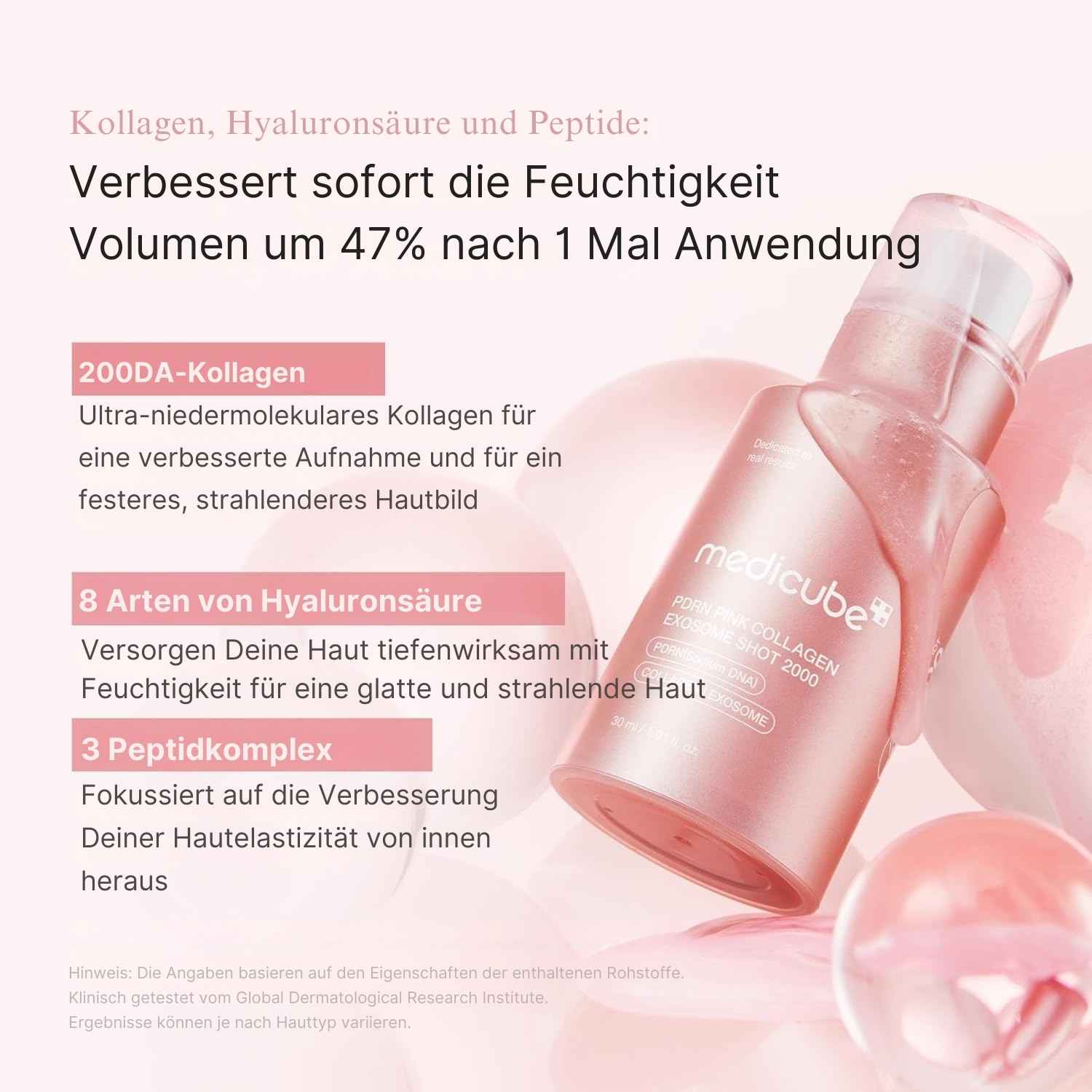 Medicube PDRN Pink Collagen Exosome Shot Serum 2000 K Beauty Hautpflege für strahlende Haut