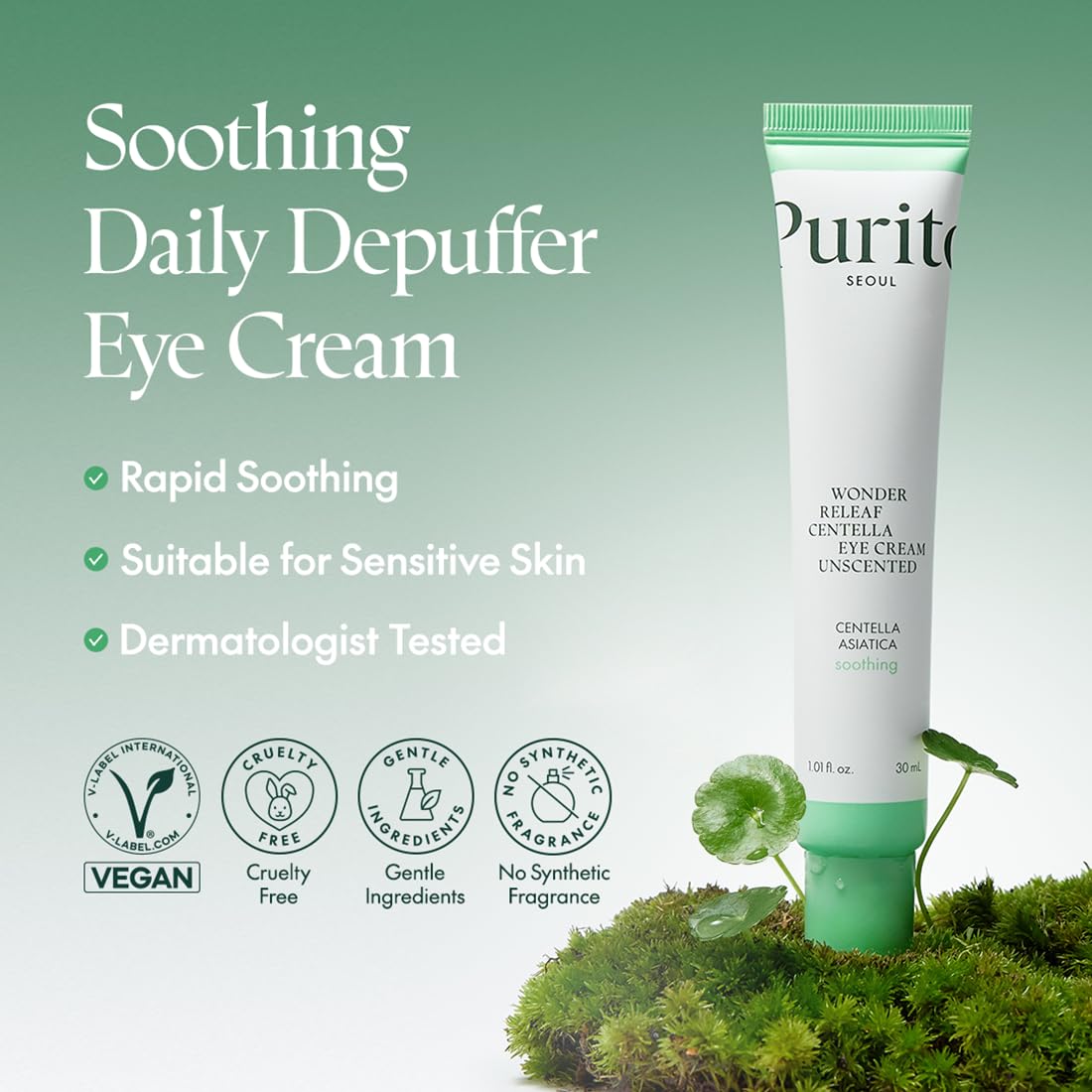 Purito Seoul Wonder Releaf Centella Eye Cream Unscented 30ml K Beauty Hautpflege für strahlende Haut
