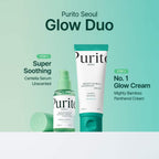 Purito Seoul Glow Duo – Centella Serum 60 ml & Mighty Bamboo Panthenol Cream 100 ml K Beauty Hautpflege für strahlende Haut