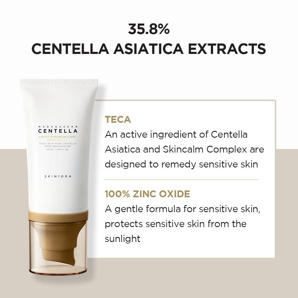 SKIN1004 Madagascar Centella Air-Fit Suncream Light SPF30 PA++++ - 50ml K Beauty Hautpflege für strahlende Haut