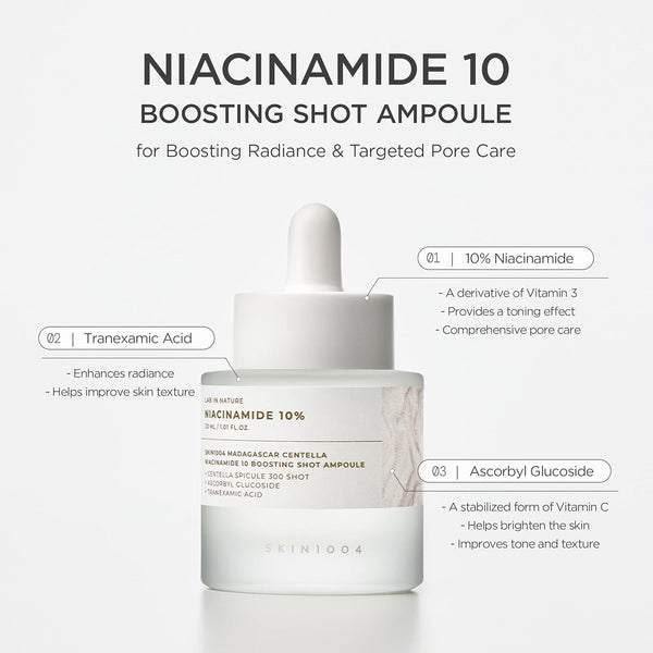 SKIN1004 Madagascar Centella Niacinamide 10 Boosting Shot Ampoule 30 ml K Beauty Hautpflege für strahlende Haut