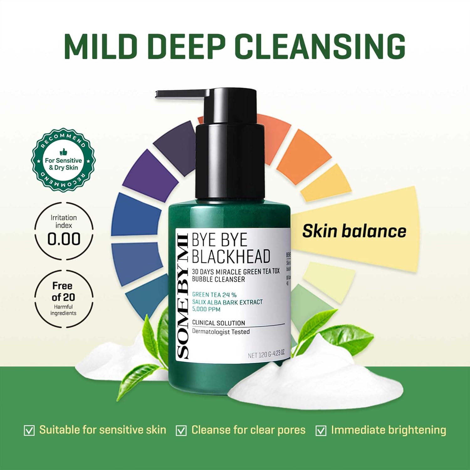 Some By Mi Bye Bye Blackhead 30 days Miracle Green Tea Tox Bubble Cleanser 120 ml K Beauty Hautpflege für strahlende Haut