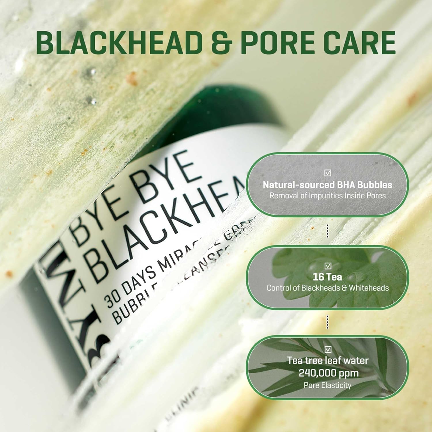 Some By Mi Bye Bye Blackhead 30 days Miracle Green Tea Tox Bubble Cleanser 120 ml K Beauty Hautpflege für strahlende Haut