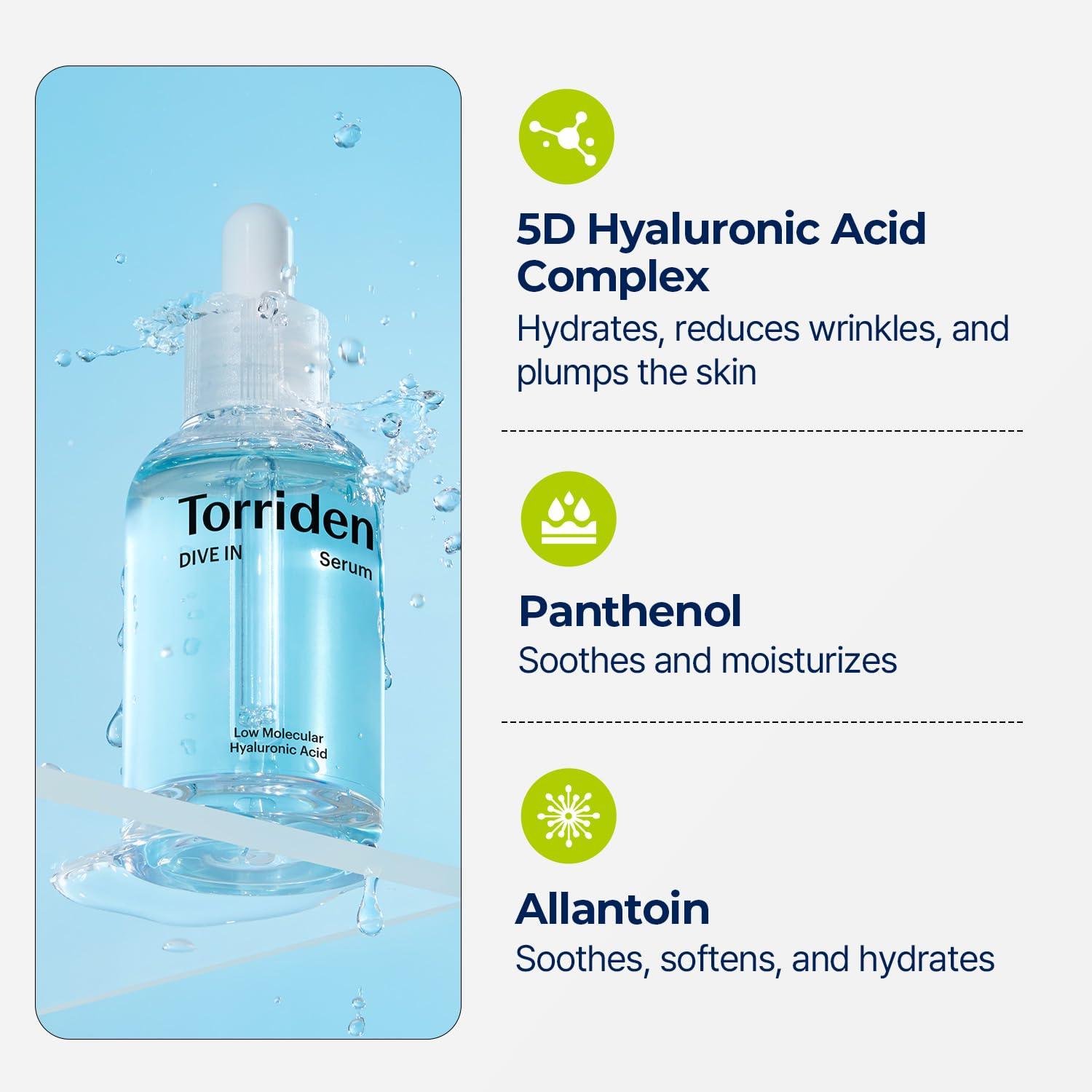 Torriden DIVE-IN Low Molecular Hyaluronic Acid Serum 50 ml K Beauty Hautpflege für strahlende Haut