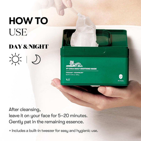 VT Cosmetics Cica Daily Soothing Mask 30 St. K Beauty Hautpflege für strahlende Haut