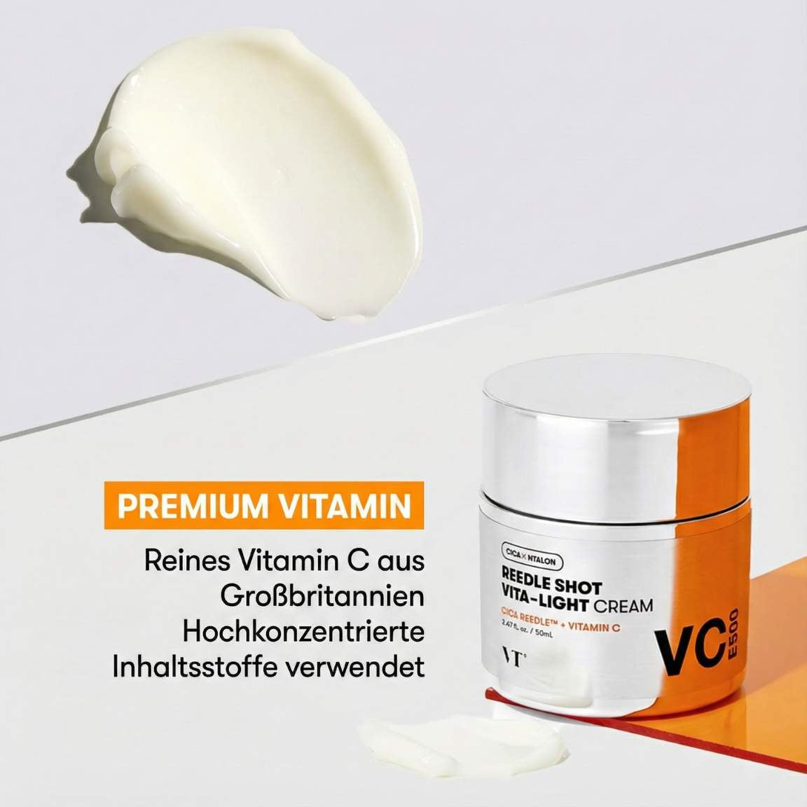 VT Cosmetics Reedle Shot Vita-Light Cream 50 ml K Beauty Hautpflege für strahlende Haut