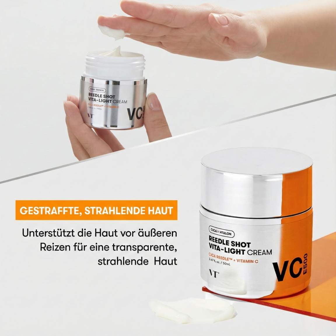 VT Cosmetics Reedle Shot Vita-Light Cream 50 ml K Beauty Hautpflege für strahlende Haut