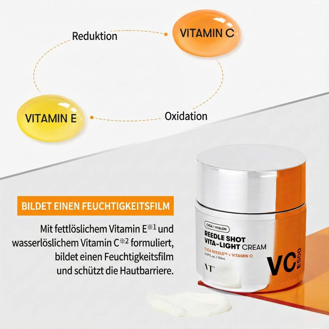 VT Cosmetics Reedle Shot Vita-Light Cream 50 ml K Beauty Hautpflege für strahlende Haut